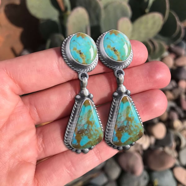 Infinionly Vintage Geometric Turquoise Earrings