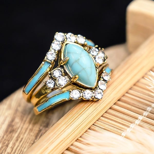 Infinionly Turquoise Creative 3-Piece Ring