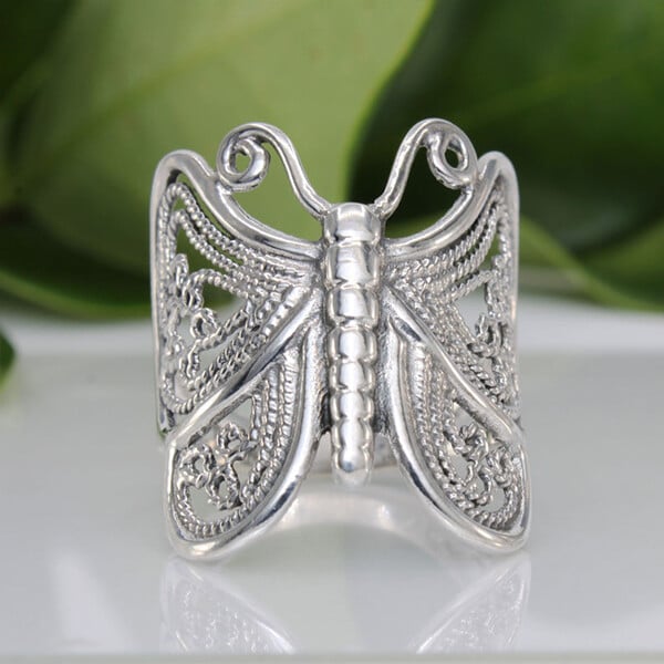 Infinionly Handmade Vintage Butterfly Ring