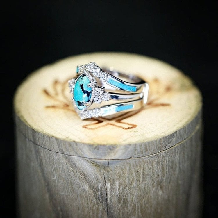 Infinionly Turquoise Creative 3-Piece Ring