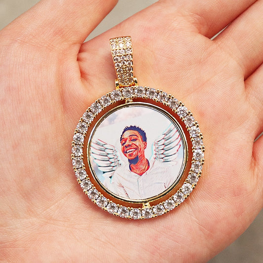 Infinionly Custom Made Photo Rotating double-sided Medallions Pendant