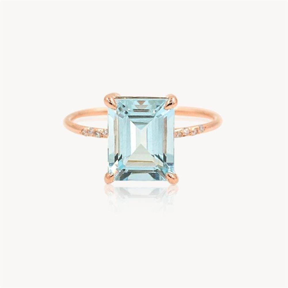 Infinionly Cara Green Rustic Emerald Solitaire Ring