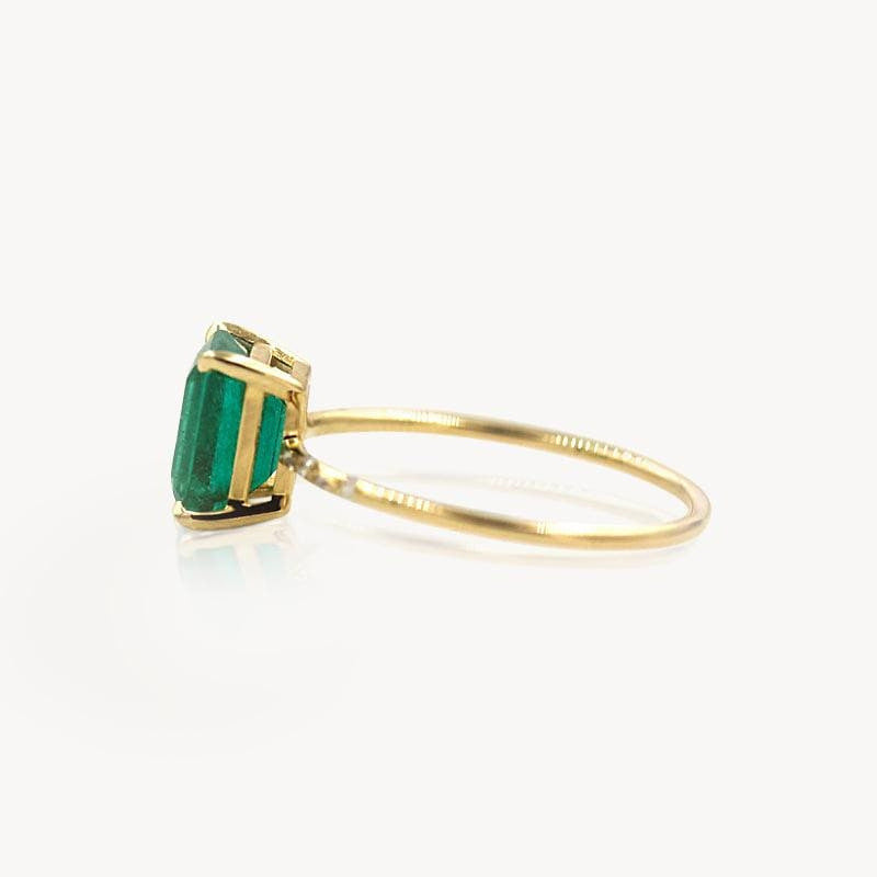 Infinionly Cara Green Rustic Emerald Solitaire Ring