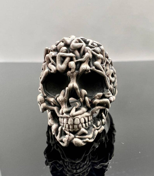 Gothic Death Skull Ring - Sterling Silver Skull Ring