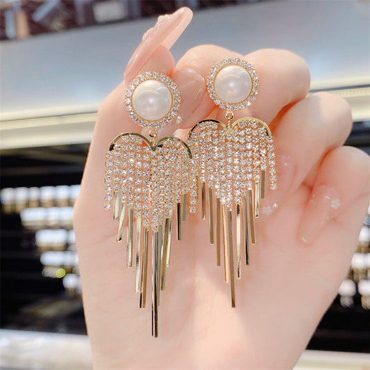 Infinionly Luxury Pearl Fringe Earrings