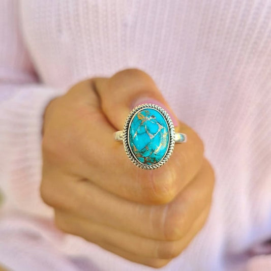 Infinionly Sterling Silver Turquoise Crystal Ring