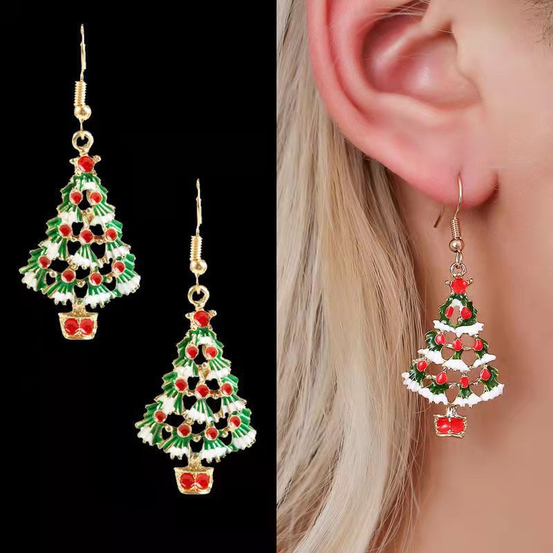 Infinionly Christmas Tree Pendant Earrings