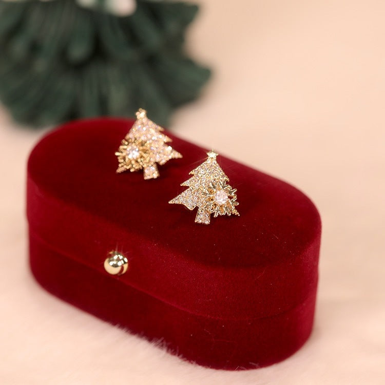 Infinionly Rotatable Snowflake Christmas Tree Earrings