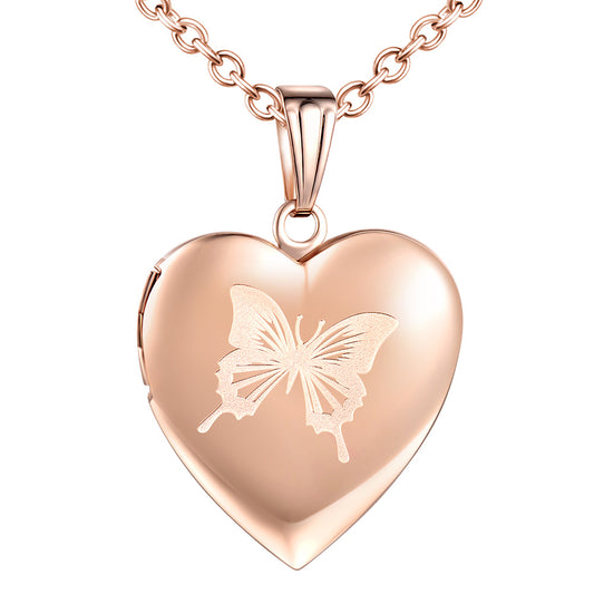 Infinionly Butterfly Heart Photo Locket Necklace