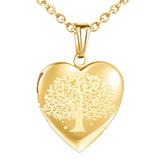 Infinionly Tree Heart Photo Locket Necklace