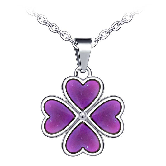 Infinionly Color Changing Temperature Four Leaf Clover Necklace