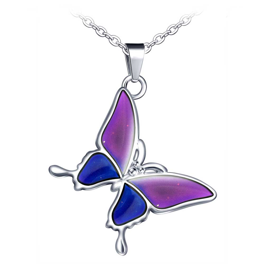 Infinionly Color Changing Enamel Butterfly Pendant Necklace