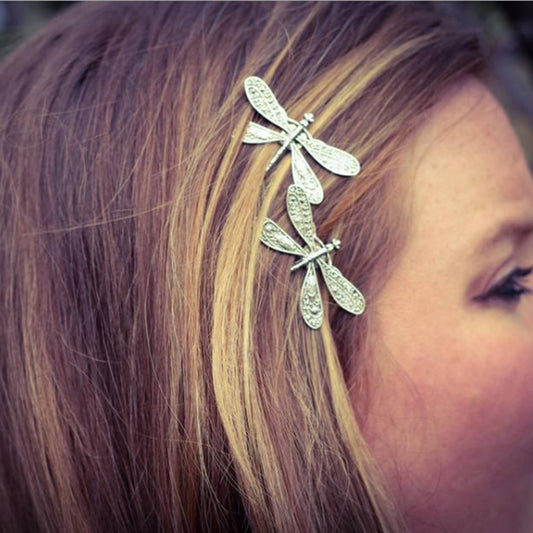 Sterling Silver Vintage Carved Dragonfly Hairpin(A Pair)