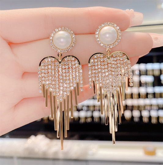 Infinionly Luxury Pearl Fringe Earrings