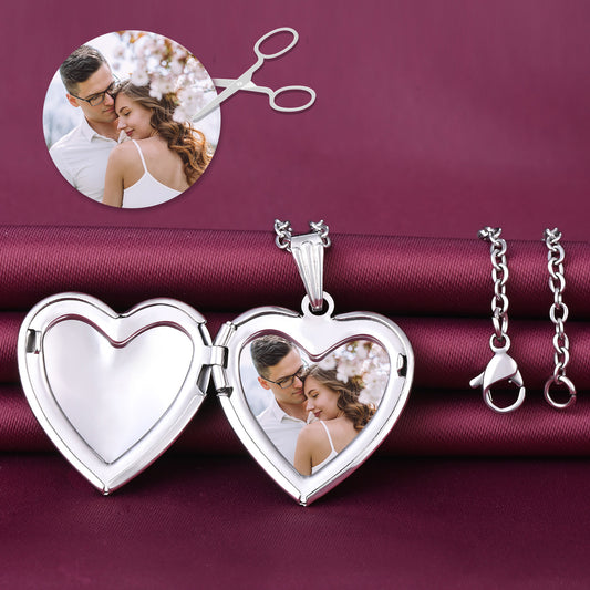 Infinionly Piercing Heart Photo Locket Necklace