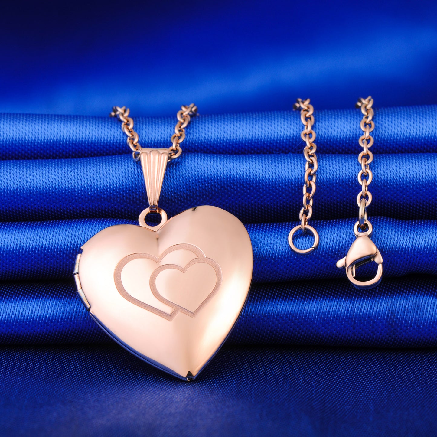 Infinionly Two Heart Photo Locket Necklace