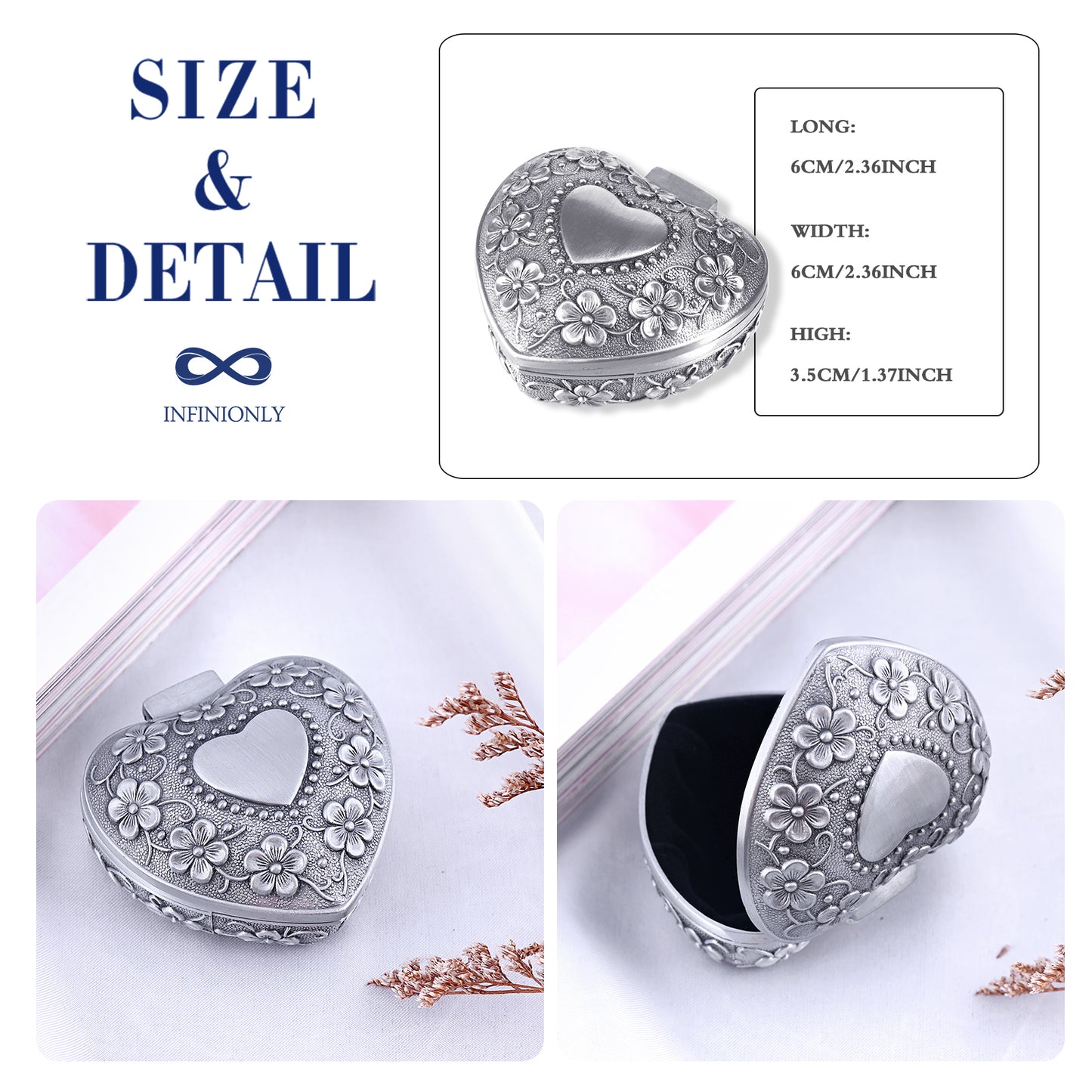 Infinionly European Style Small True Love Rose Jewelry Box