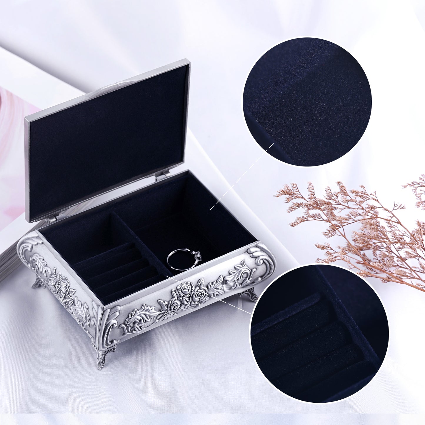 Infinionly Classical European Style Rose Jewelry Box