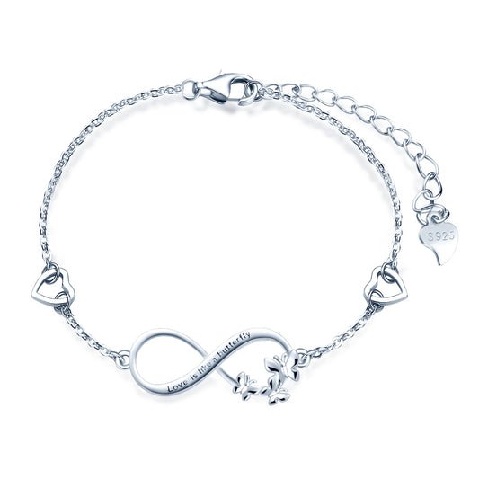 Love Is Like A Butterfly Infinity with Hearts Symbol Bracelet