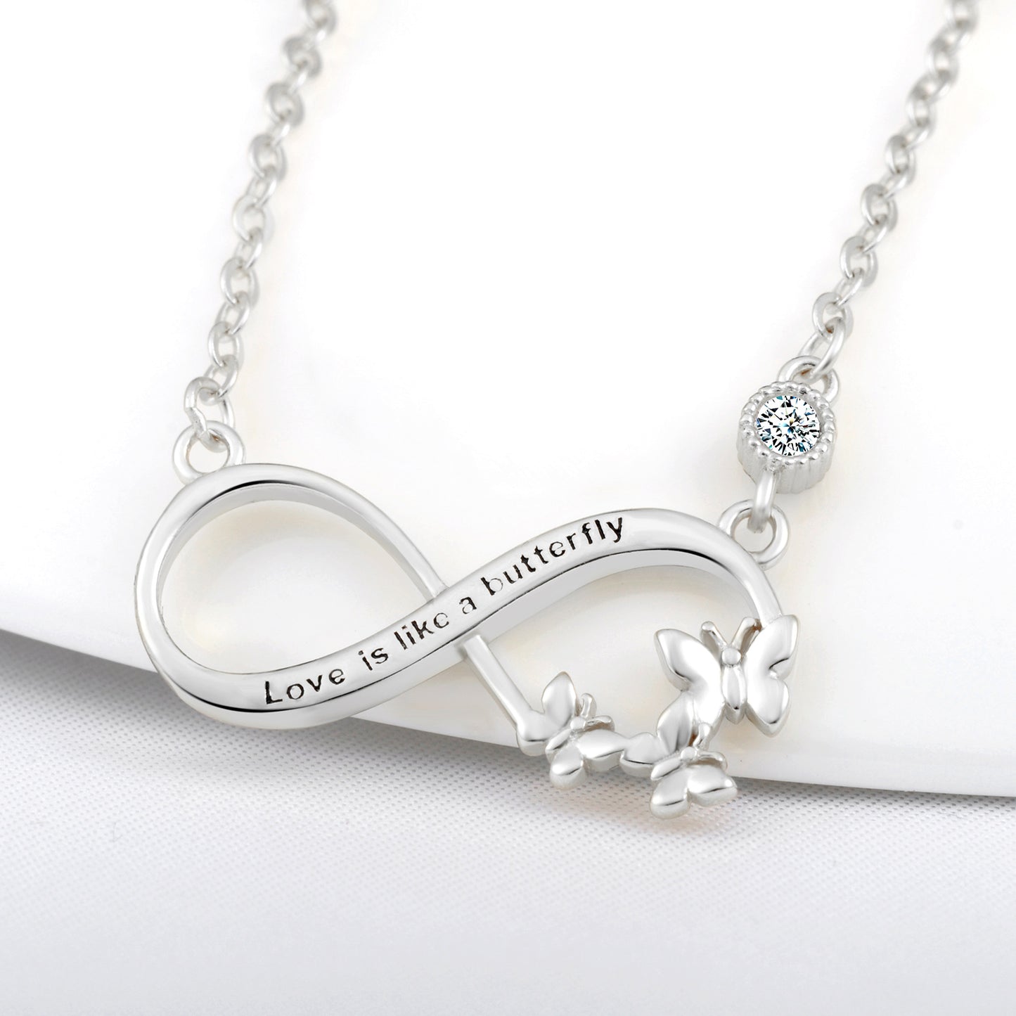 Love Is Like A Butterfly Infinity CZ Necklace