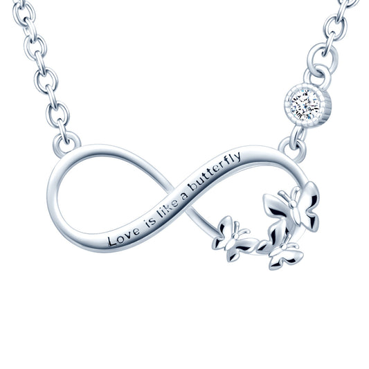 Love Is Like A Butterfly Infinity CZ Necklace