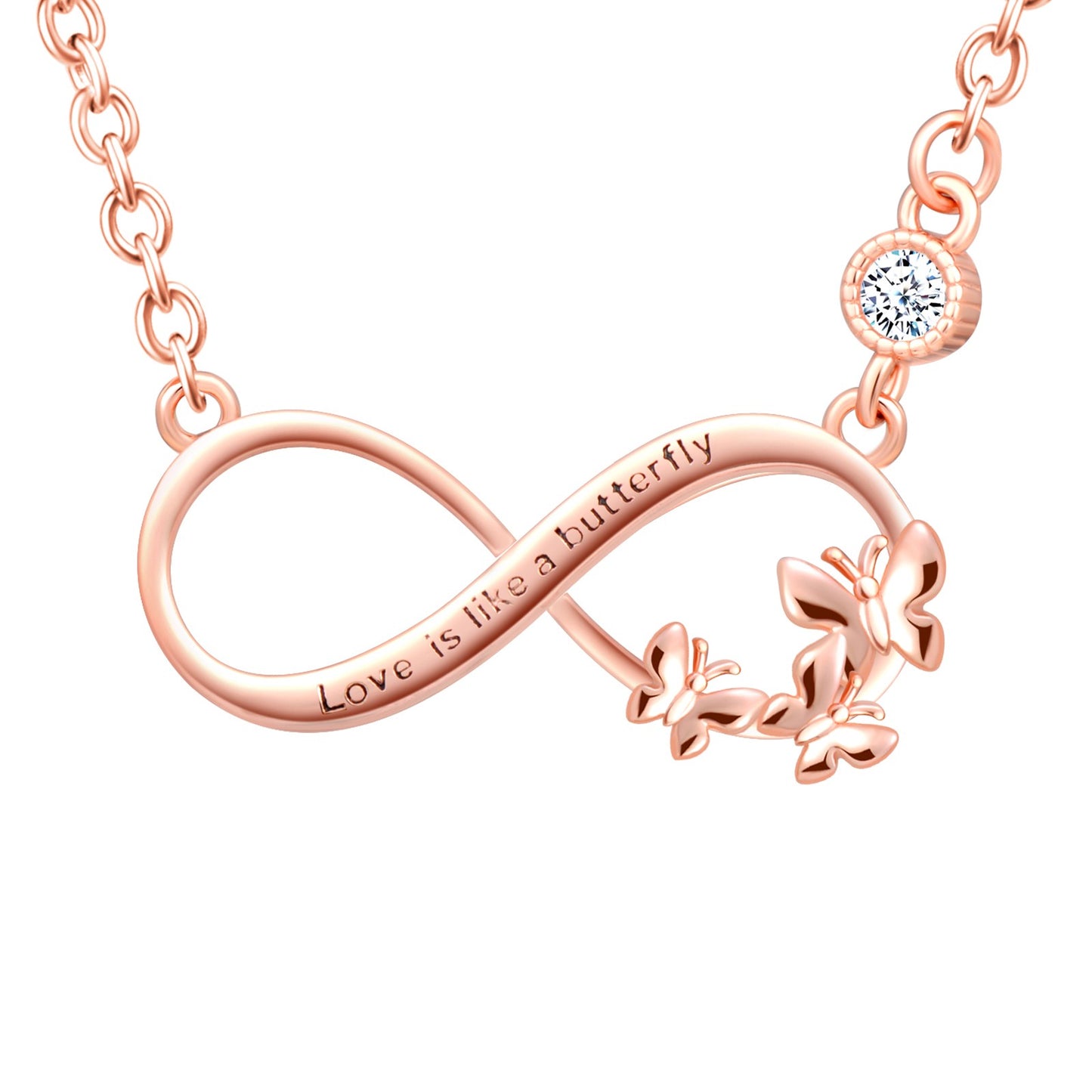 Love Is Like A Butterfly Infinity CZ Necklace