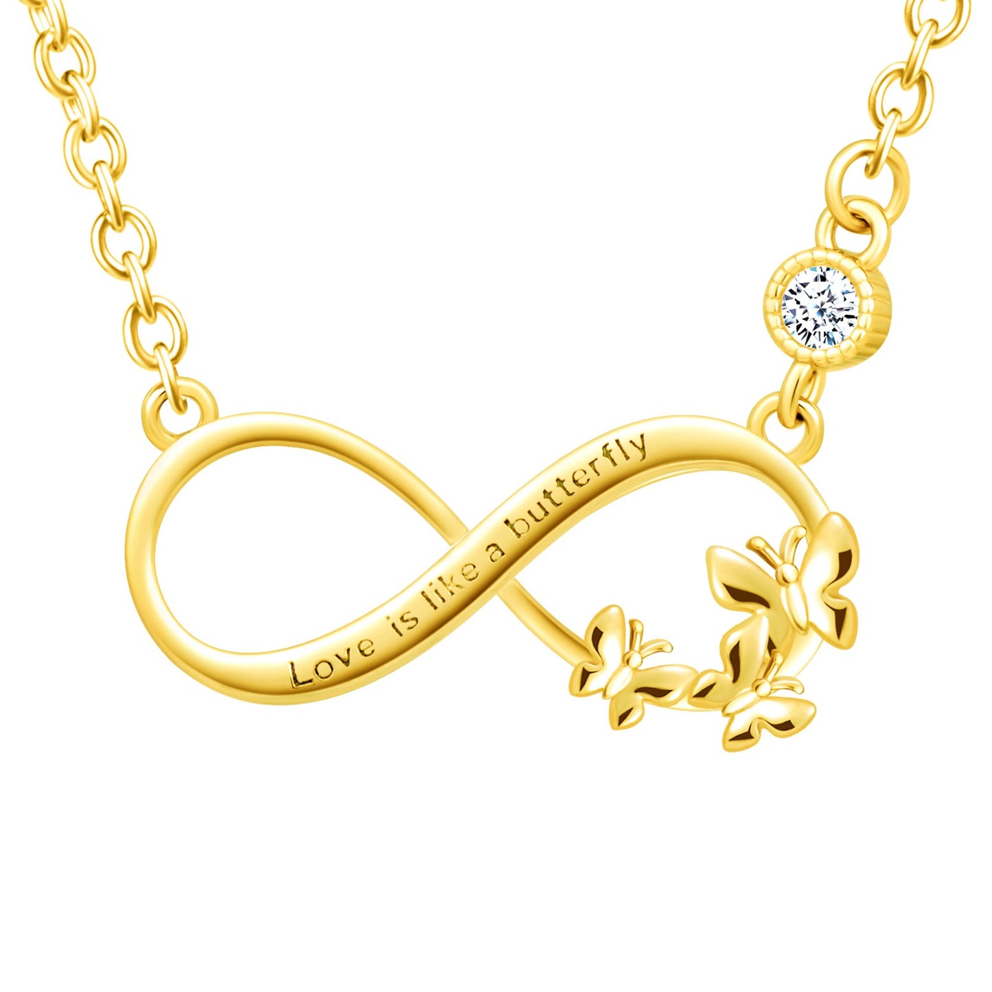 Love Is Like A Butterfly Infinity CZ Necklace