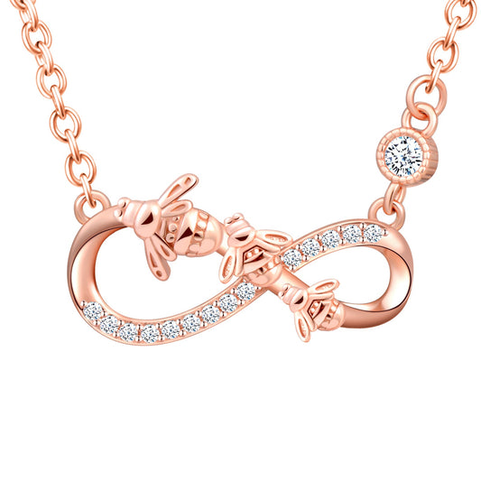 Bees Love Infinity Symbol CZ Necklace