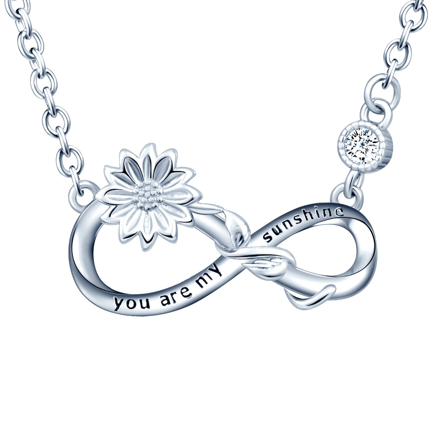 You Are My Sunshine Sunflower Infinity CZ Necklace