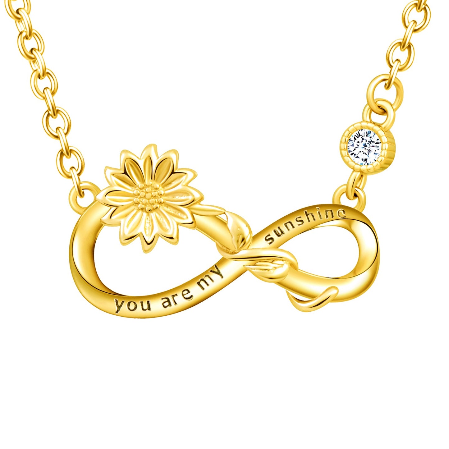 You Are My Sunshine Sunflower Infinity CZ Necklace