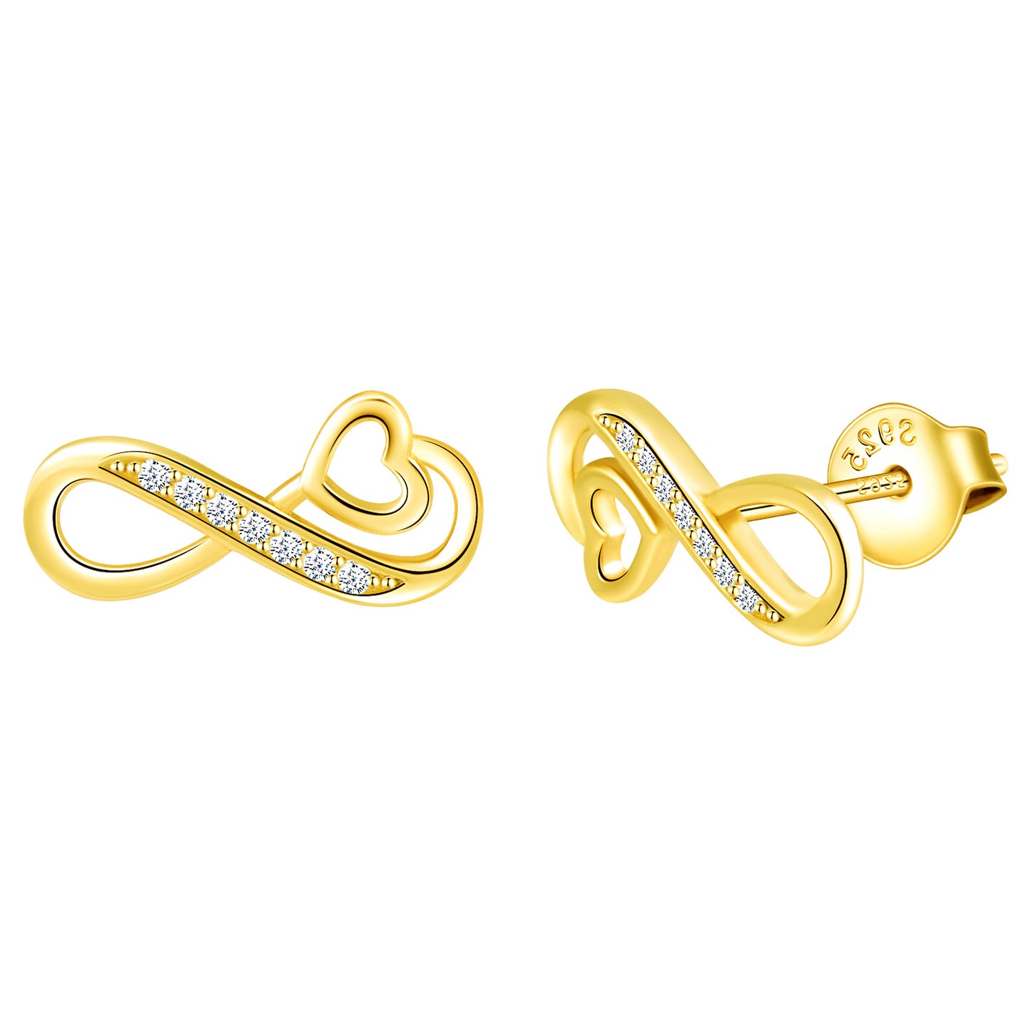 Infinity & Heart CZ Stud Earrings