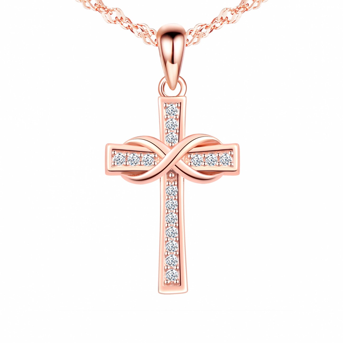 Slim Infinity Cross CZ Necklace