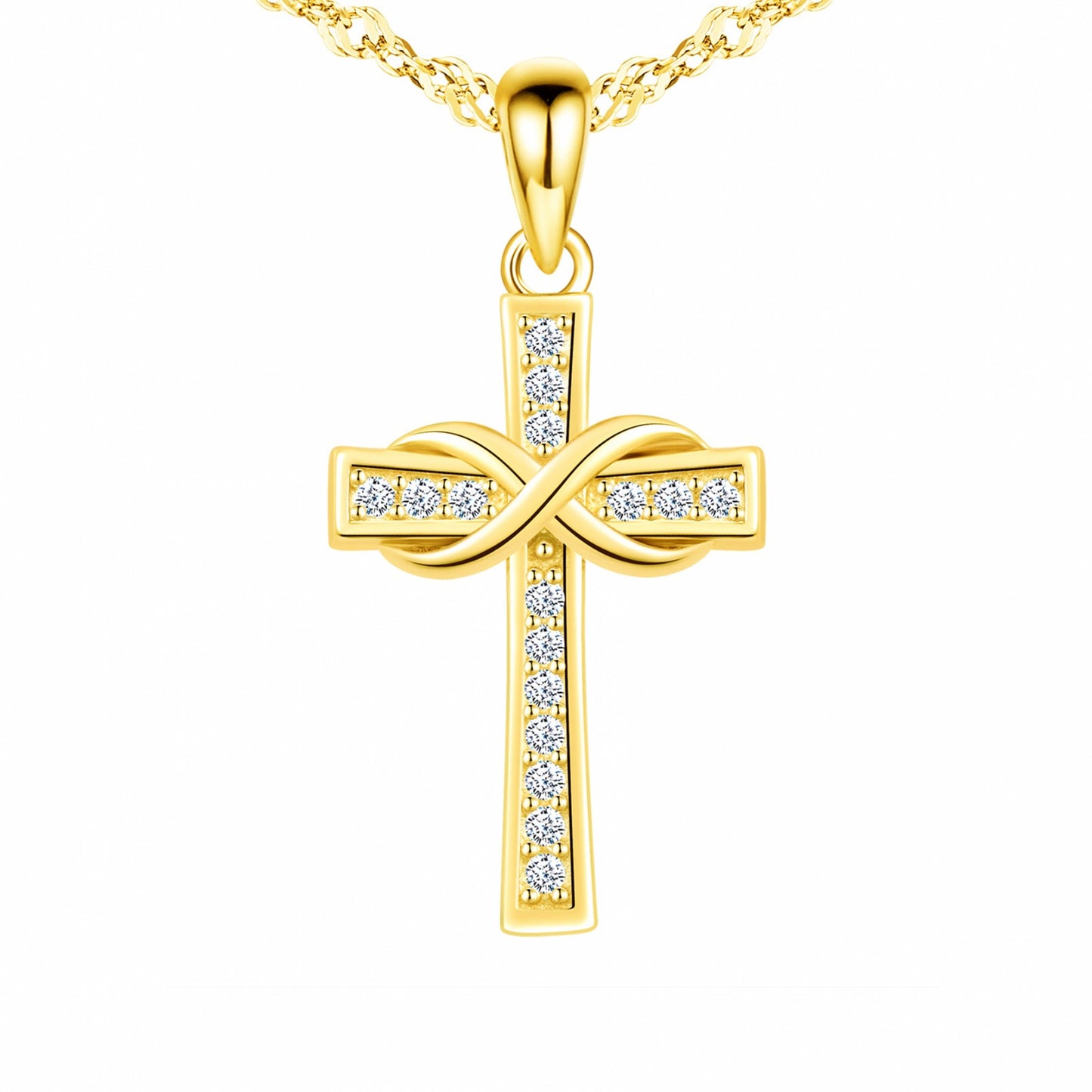 Slim Infinity Cross CZ Necklace