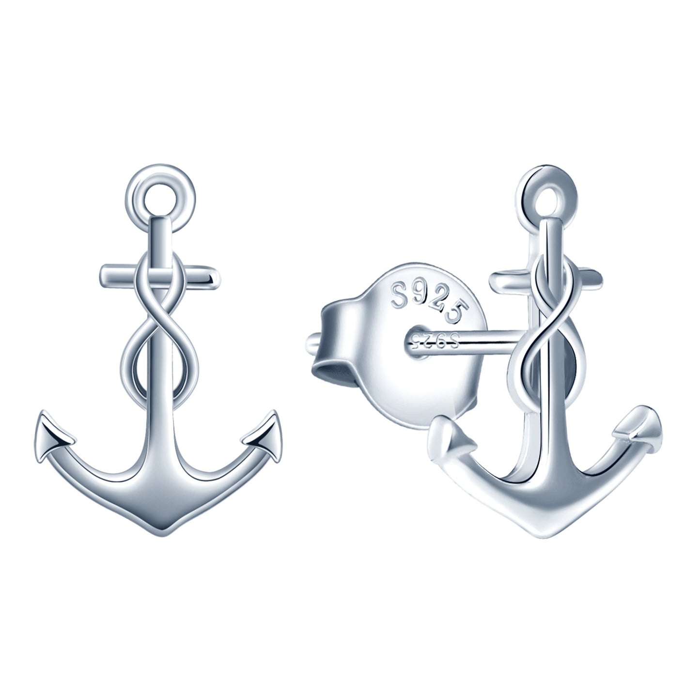 Infinity Anchor Symbol Stud Earrings