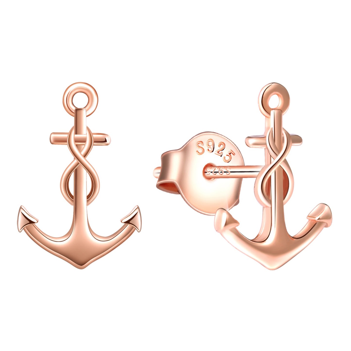 Infinity Anchor Symbol Stud Earrings