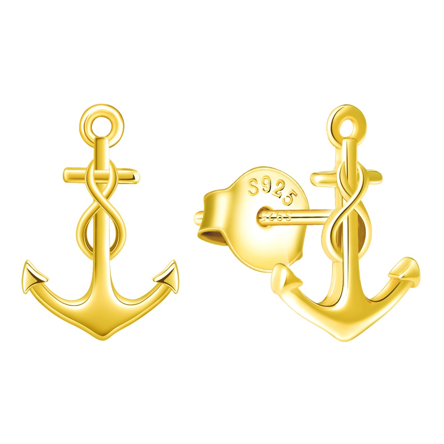 Infinity Anchor Symbol Stud Earrings