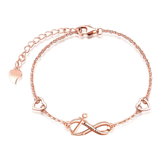 Forever Love Infinity with Anchor & Hearts Symbol Bracelet