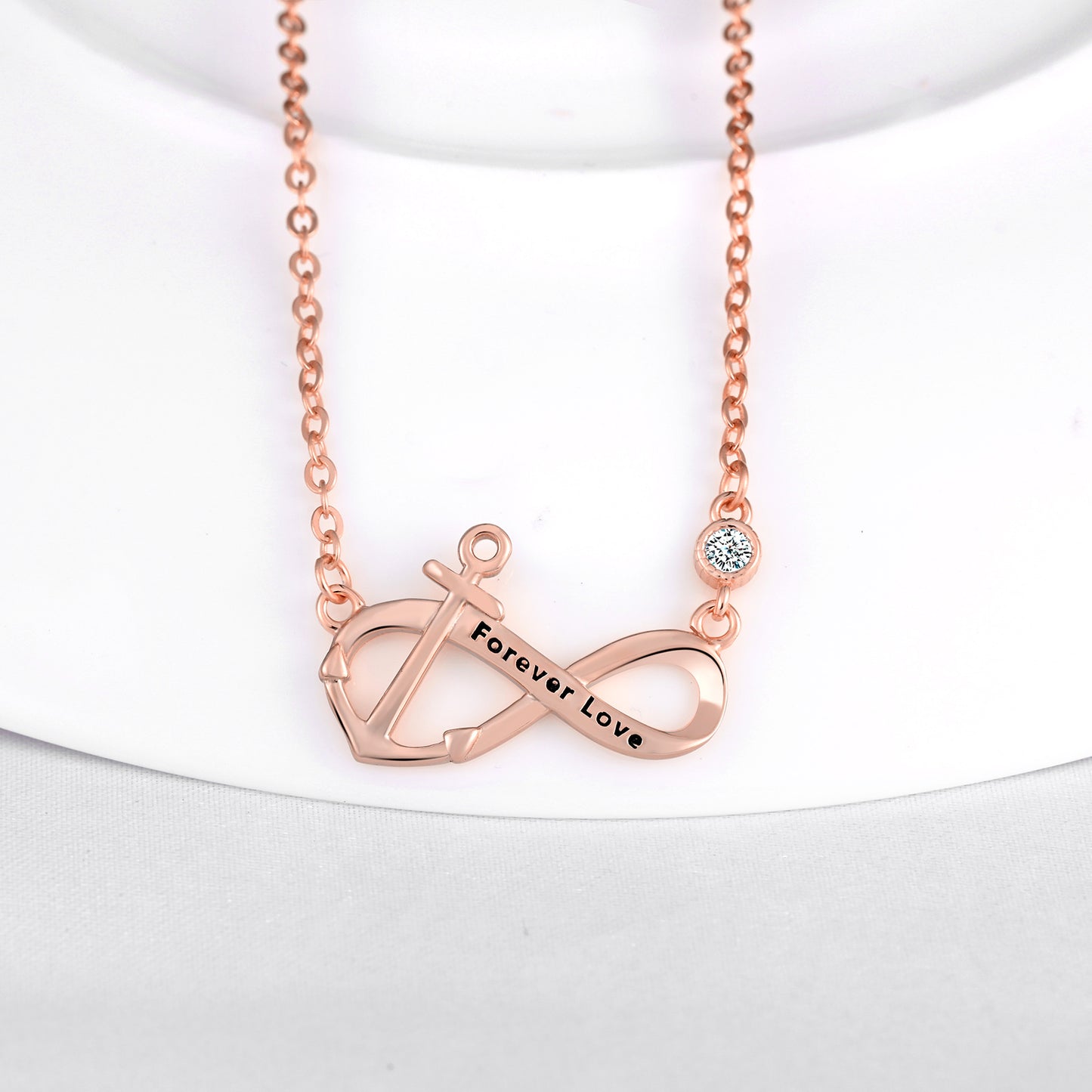 Forever Love Infinity with Anchor CZ Necklace