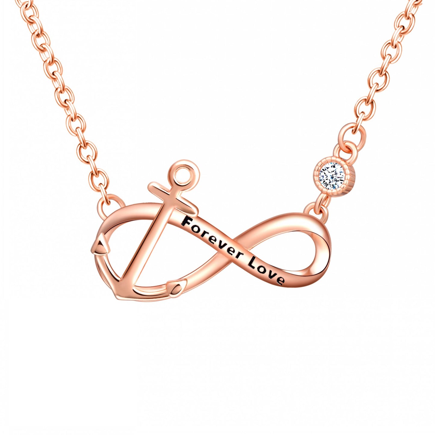 Forever Love Infinity with Anchor CZ Necklace