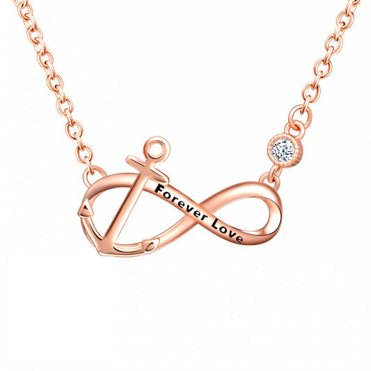Forever Love Infinity with Anchor CZ Necklace