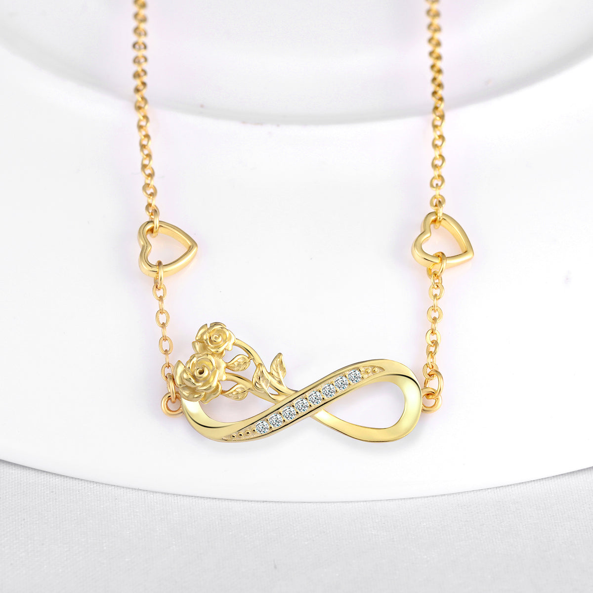 Infinity Symbol Roses Infinity Roses with Heart Symbol CZ Bracelet – INFINIONLY