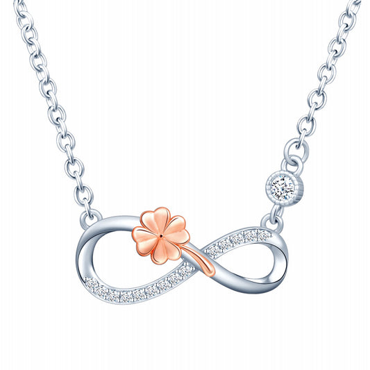 Infinity Clover Two Tone CZ Necklace