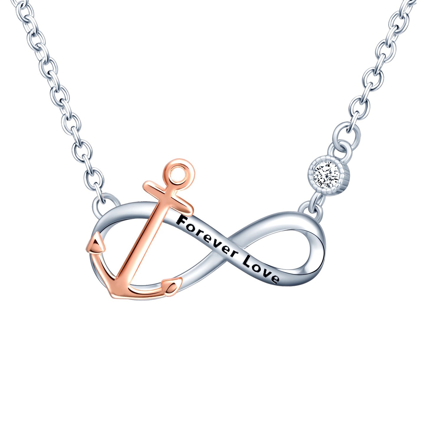 Forever Love Infinity with Anchor Two Tone Necklace