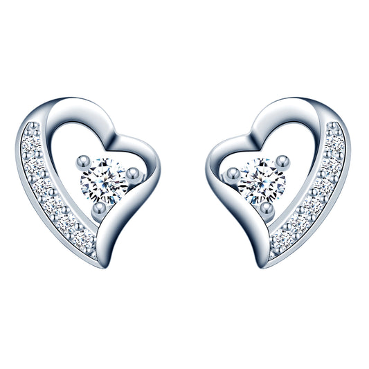 CZ Heart Stud Earrings