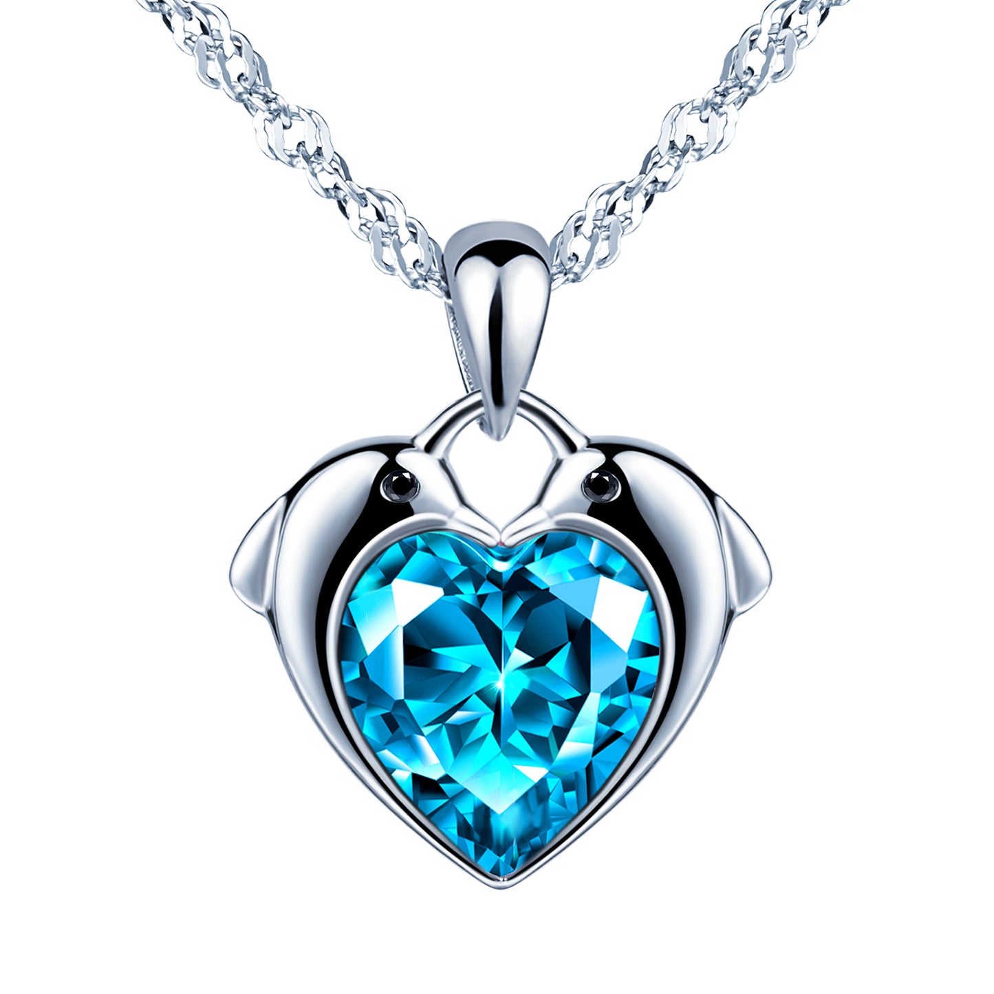 Dolphin Heart CZ Necklace