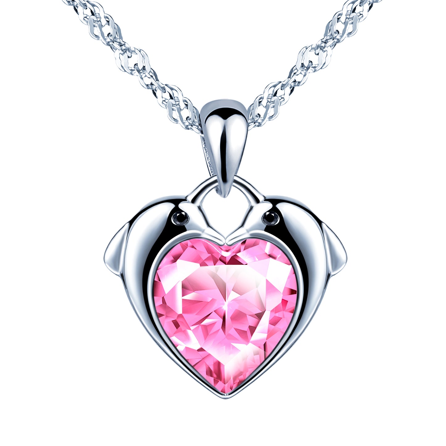 Dolphin Heart CZ Necklace