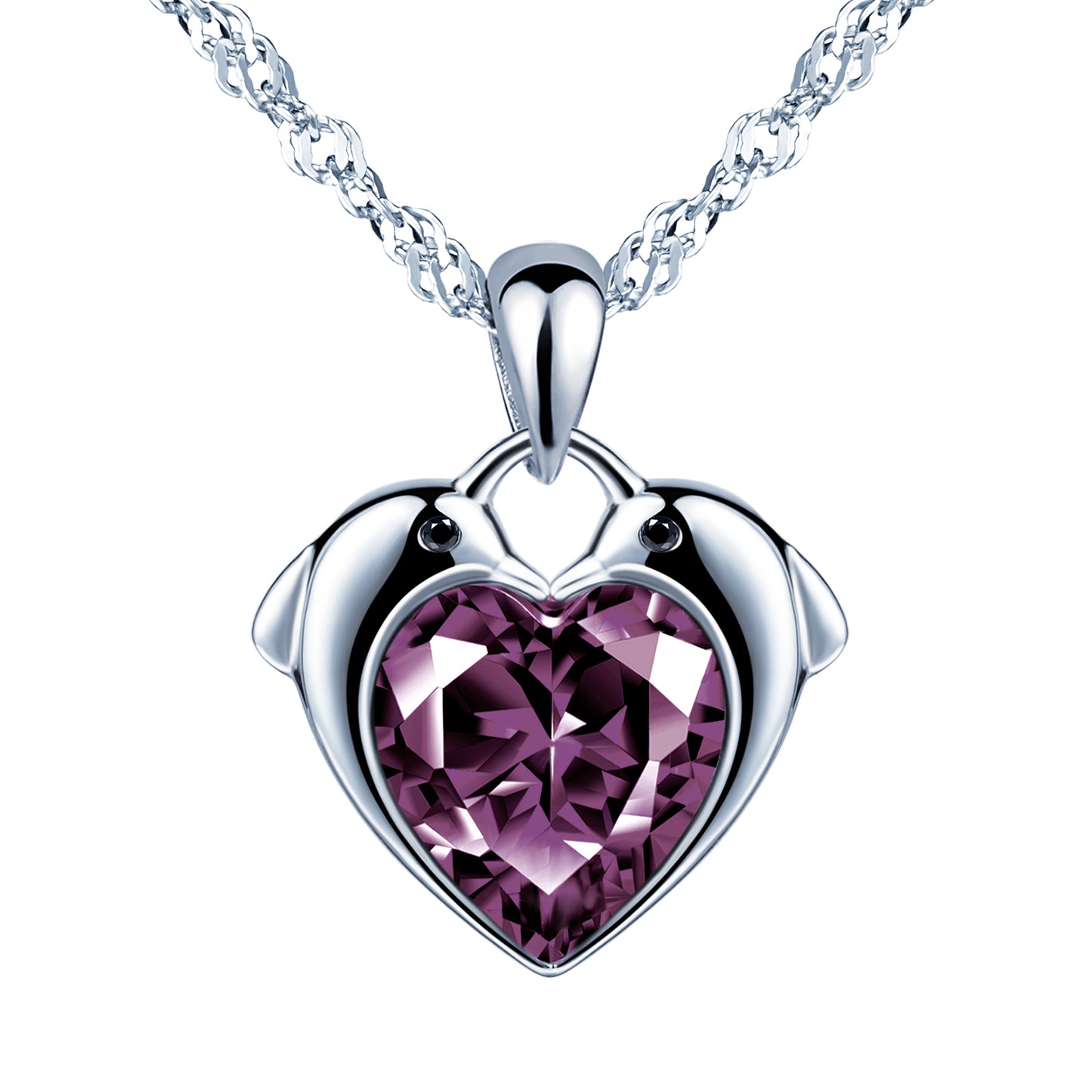 Dolphin Heart CZ Necklace