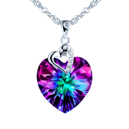Infinionly Zircon Crystal Heart Necklace