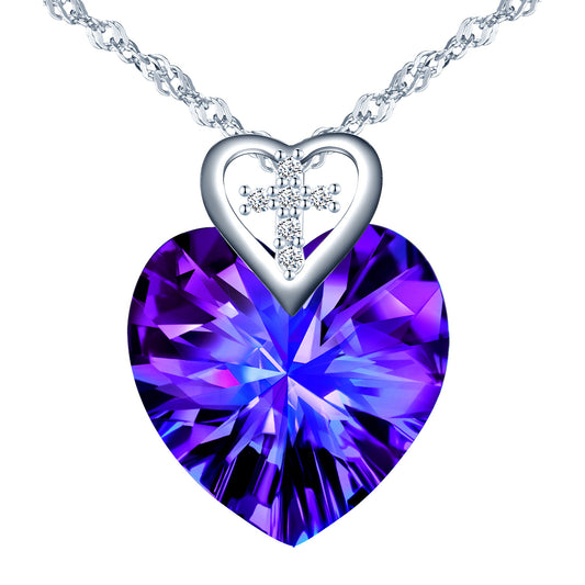 Cross Heart Crystal CZ Necklace