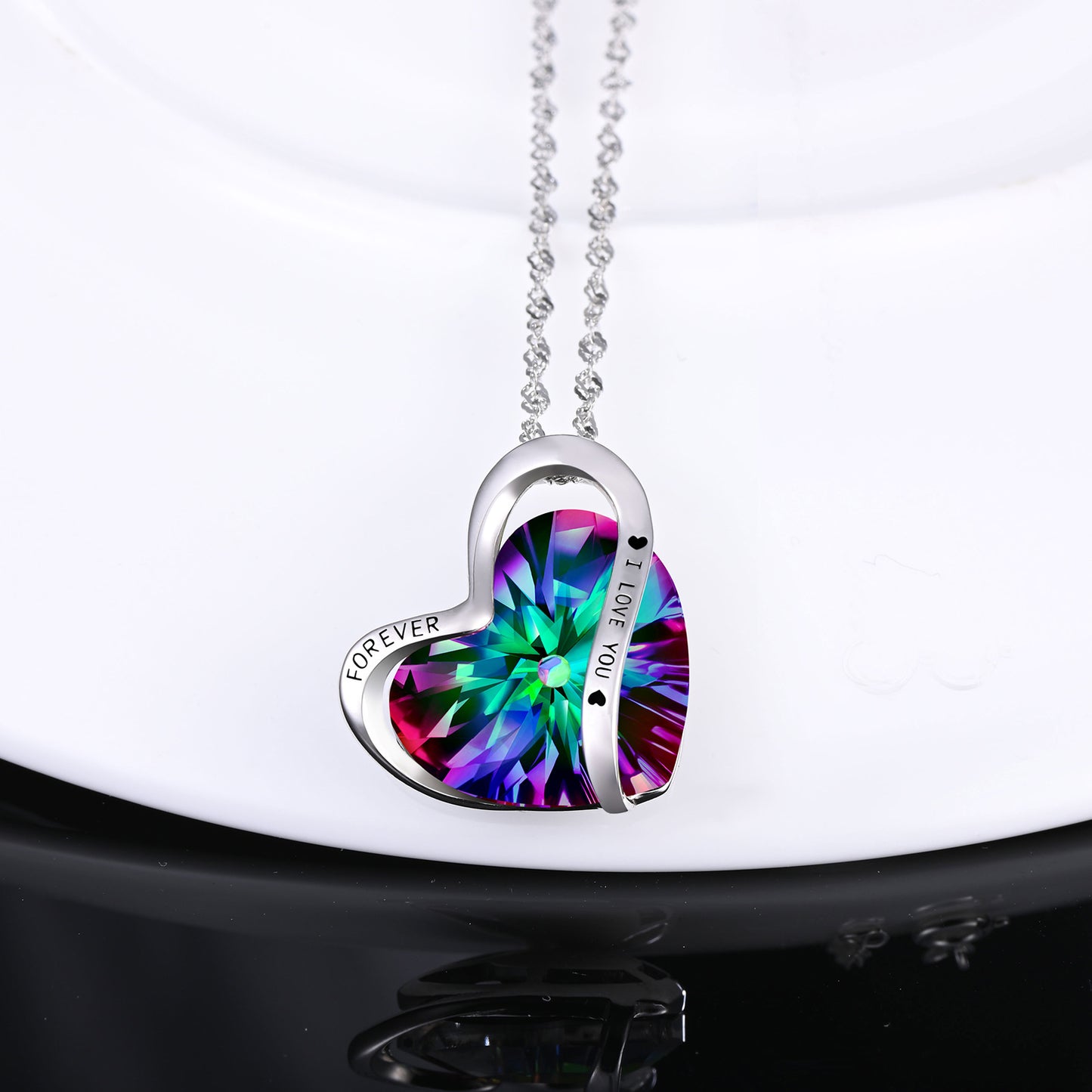 I Love You Forever Heart Crystal Necklace